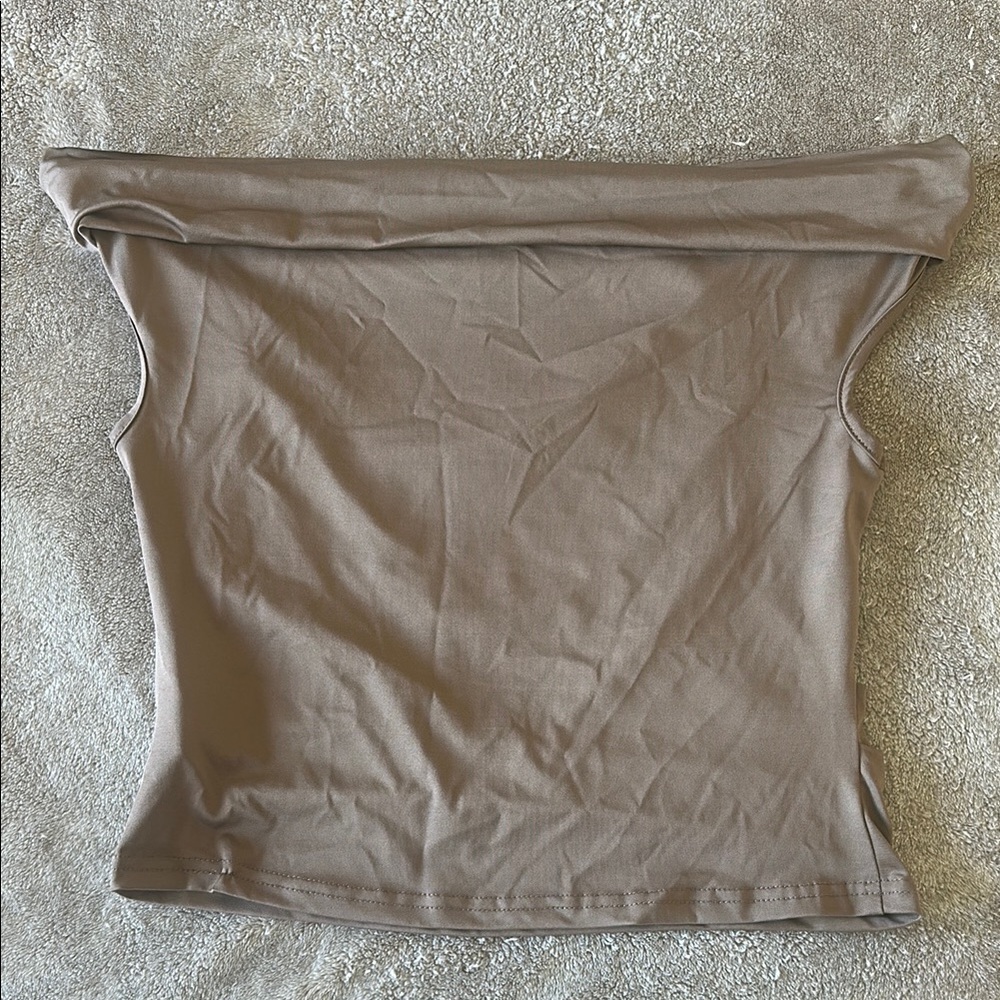 Elegant Tan Off-Shoulder Women's Top